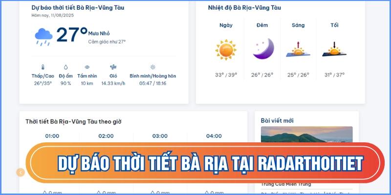 Xem dự báo thời tiết Bà Rịa tại Radarthoitiet