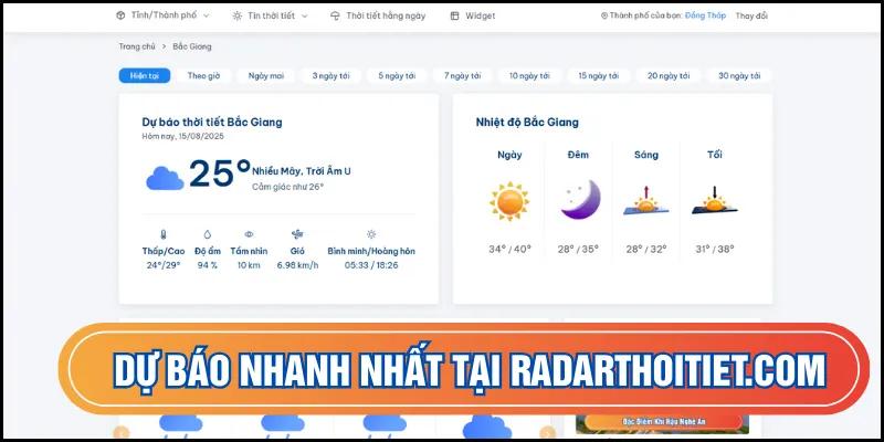 Dự báo nhanh nhất tại radarthoitiet.com